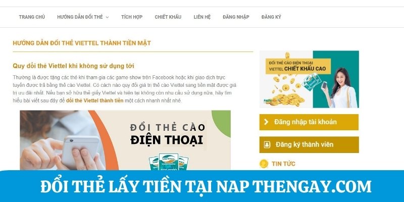 Hướng dẫn đổi thẻ lấy tiền tại Napthengay.com