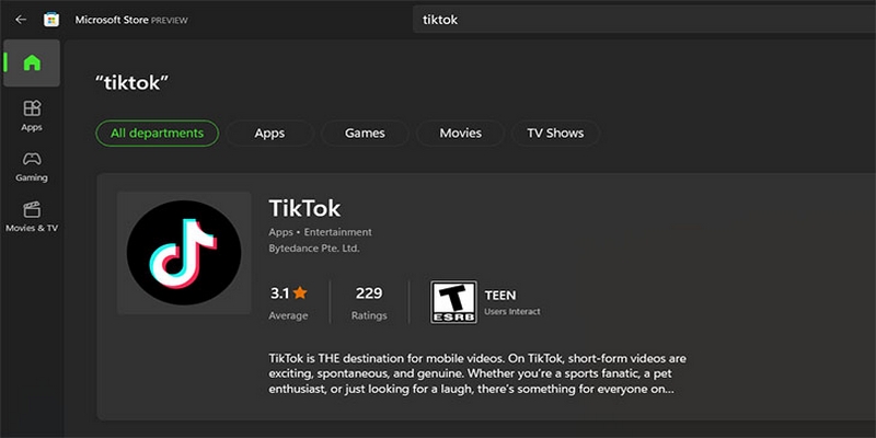 Tải Tik Tok qua Microsoft Store được nhiều người lựa chọn